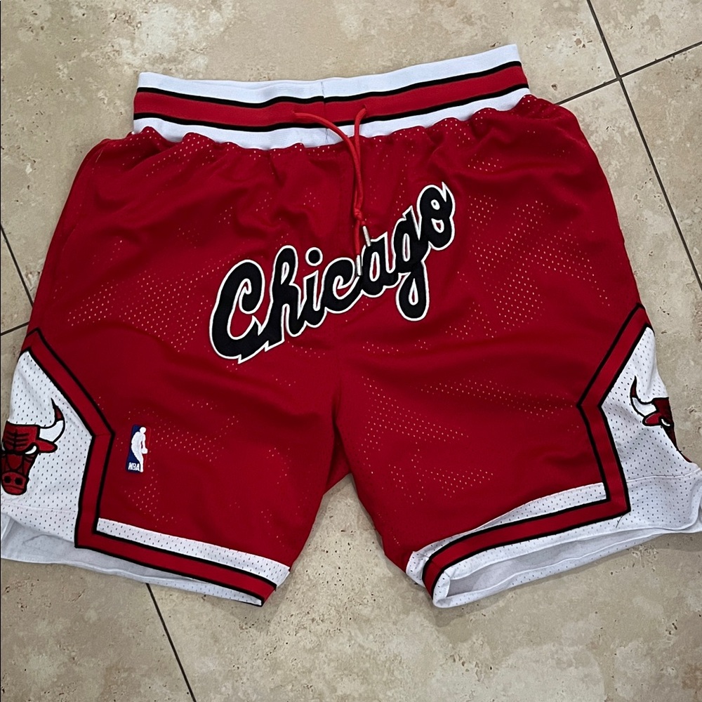 Just Don Men's Red Chicago Basketball Shorts with White Trim